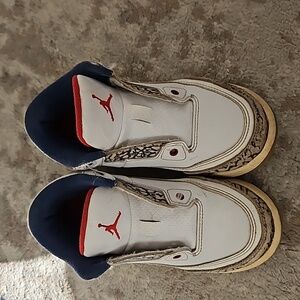 Air Jordan3 retro true blue white red leather kid sneaker